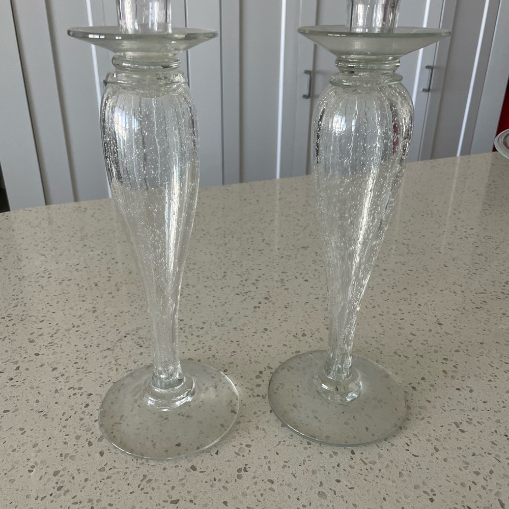 Ethan Allen Hand blown glass candle sticks